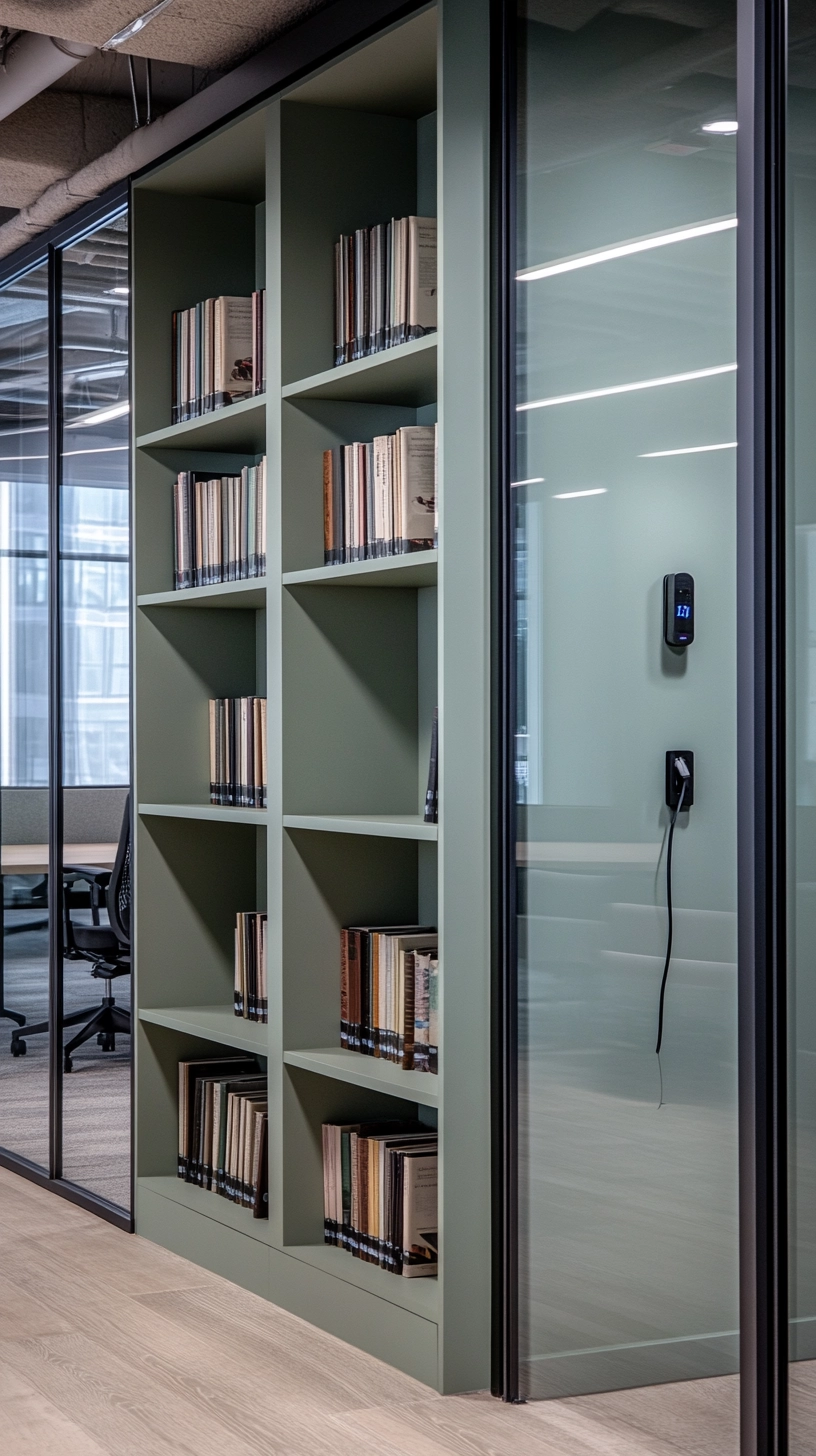 green built in bookshelves 63