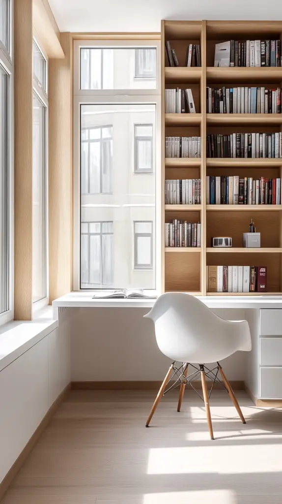 home office with bookshelves 1
