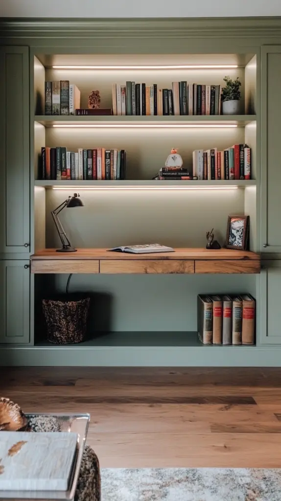 painted built in bookshelves 1
