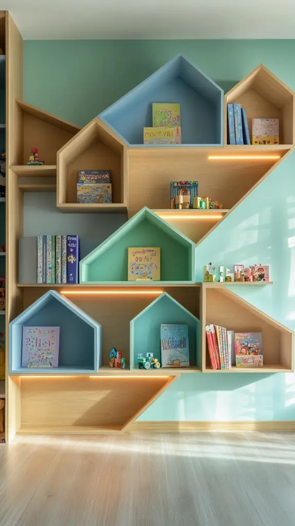 wall bookshelves kids 1