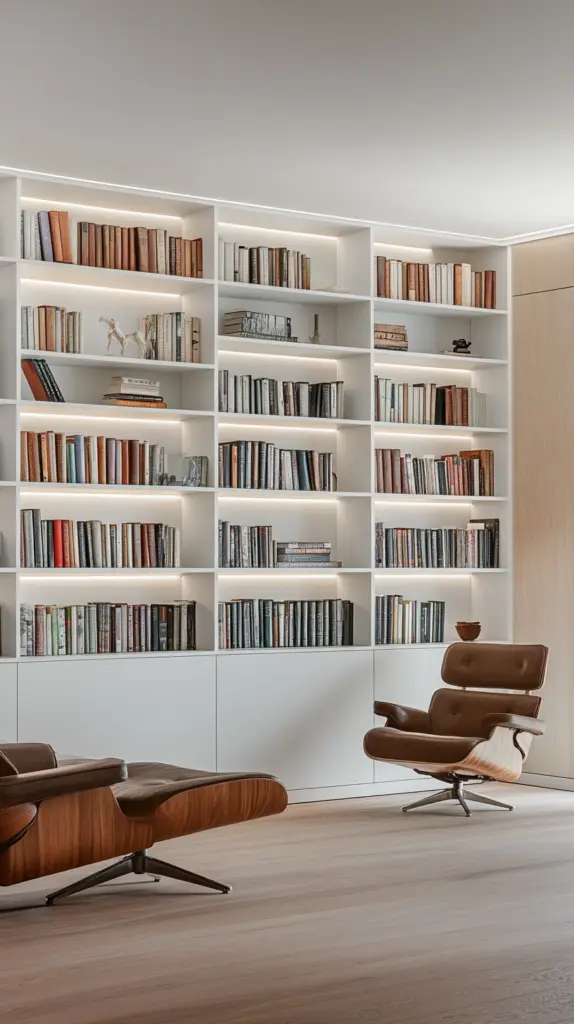 white built in bookshelves 1
