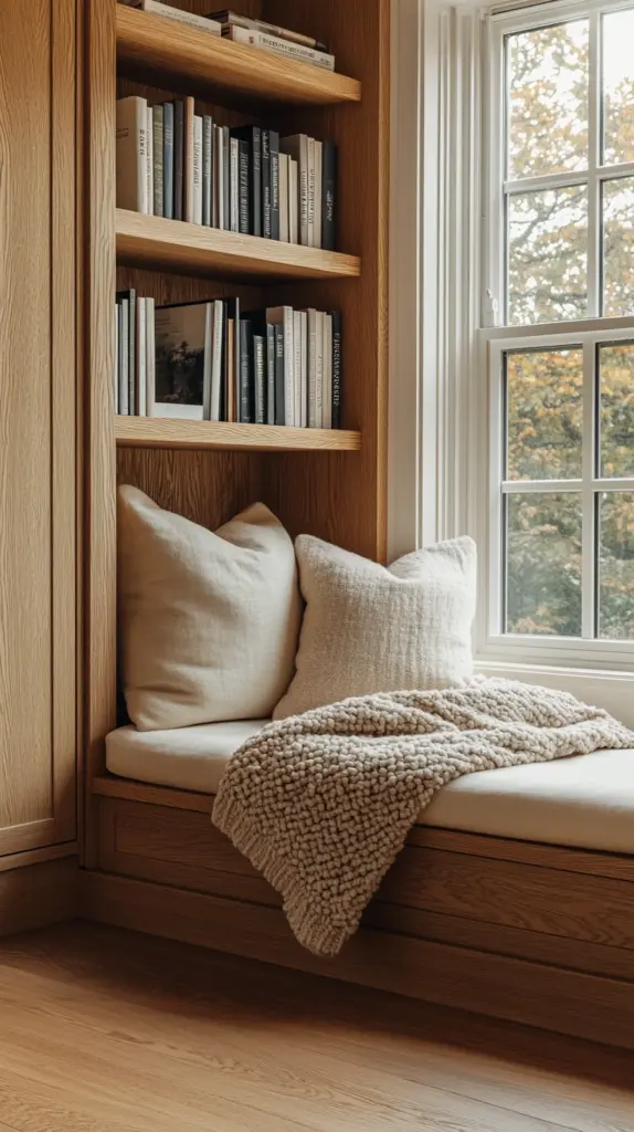 window seat with bookshelves 1